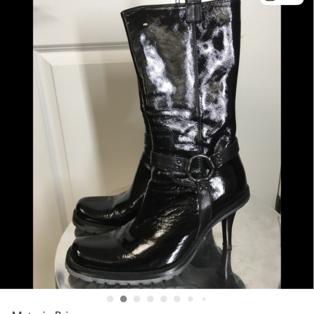 Materia Prima 8.5  Black Patent Heeled Boots with box